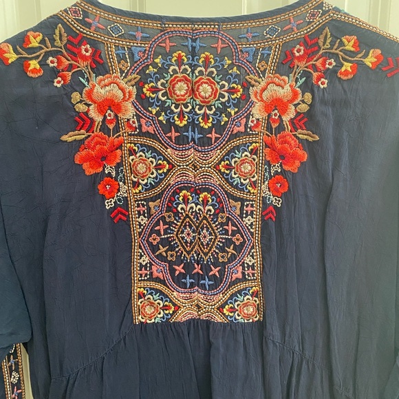 Johnny Was Navy Blouse with multicolored Embroidery - Picture 4 of 11